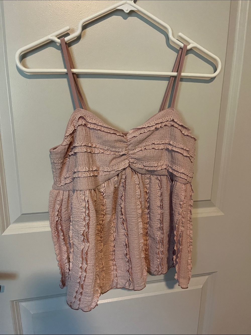 Women’s Pink Ruffled Spaghetti Strap Top
